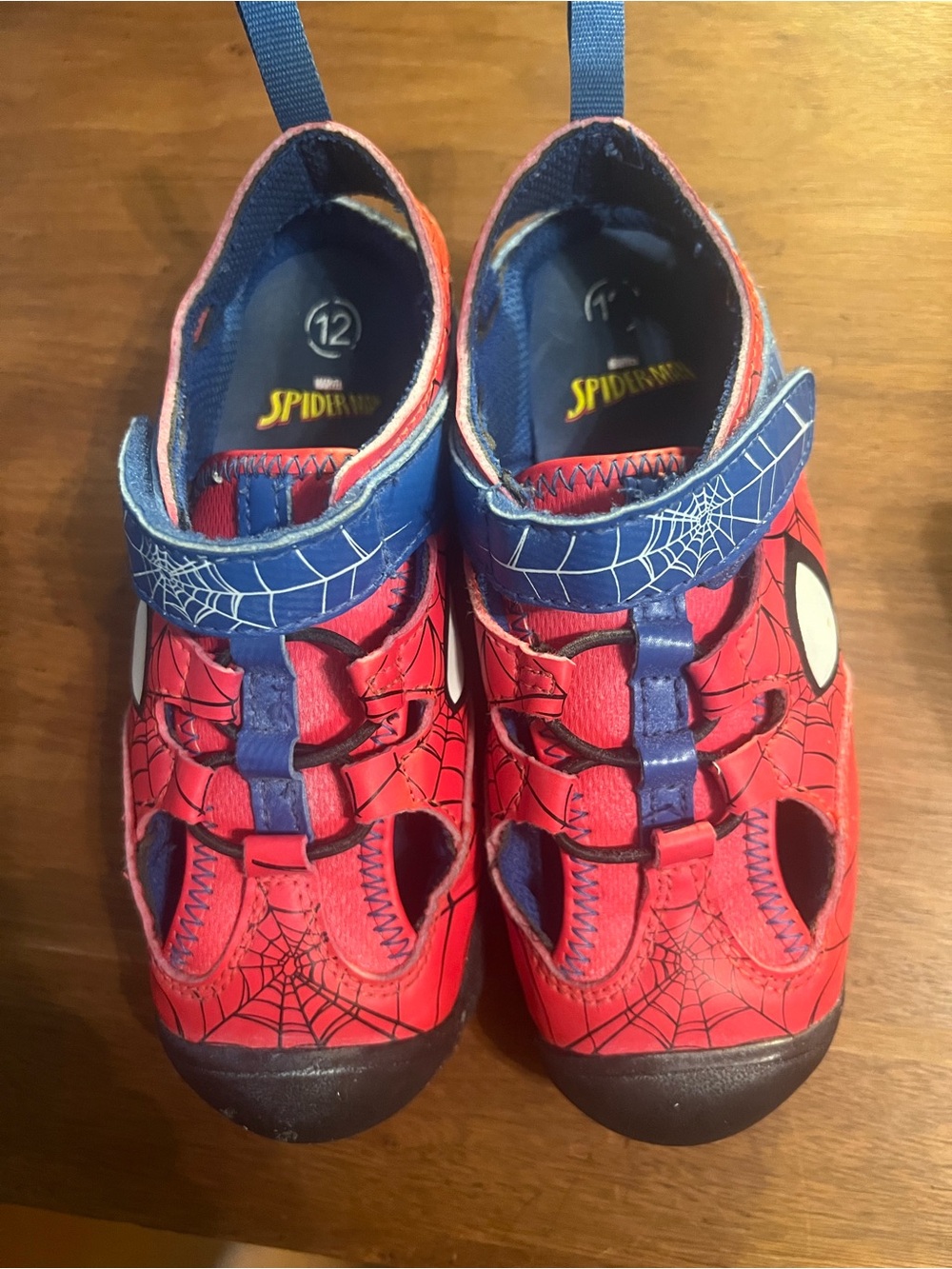 Spiderman Red and Blue Kids Sandals with Web Motif